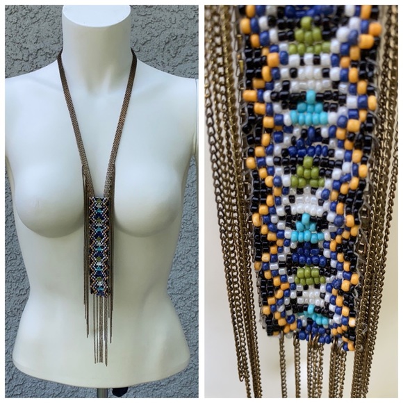 Seed Bead Geometric Shape Abstract Bohemian Tassel Fringe